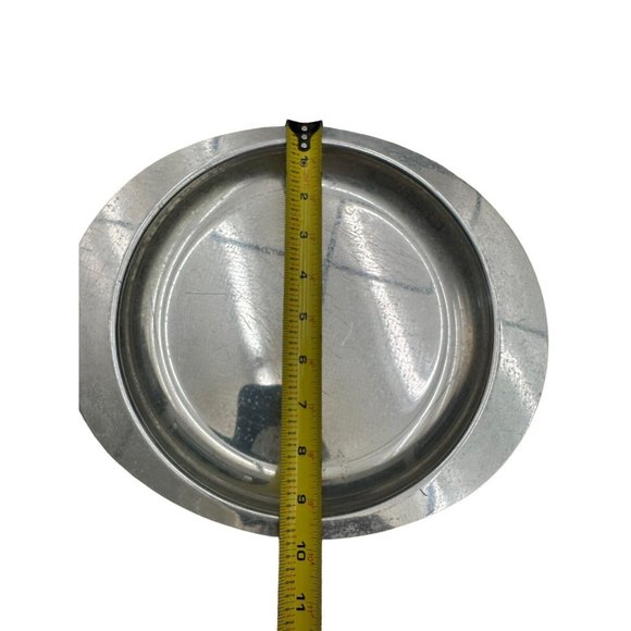 Vintage Set Of 3 Cavalier Nasco Aluminum Plates With 3 Rattan Wicker Holders - Picture 9 of 12